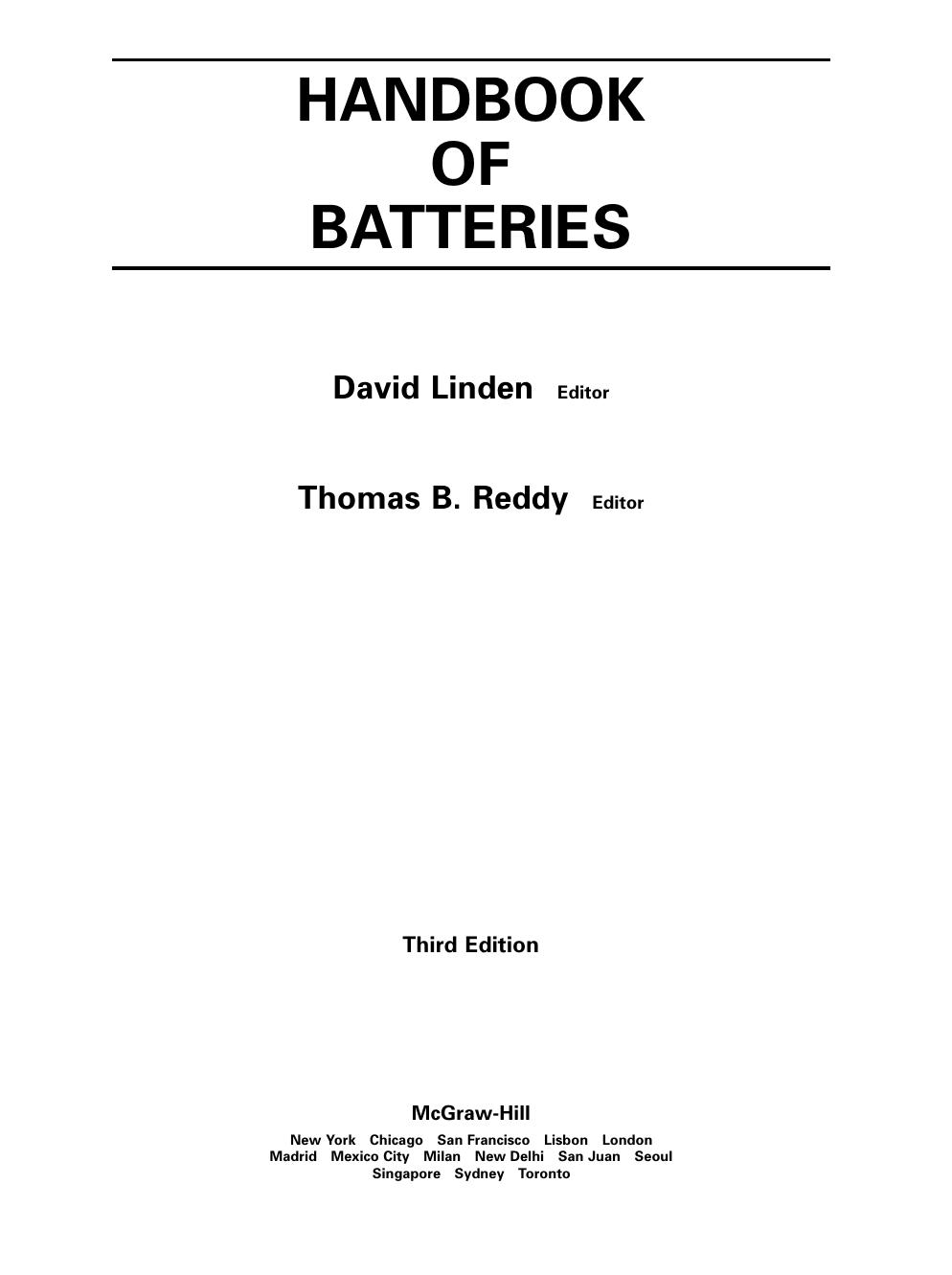 Handbook of Batteries 3e